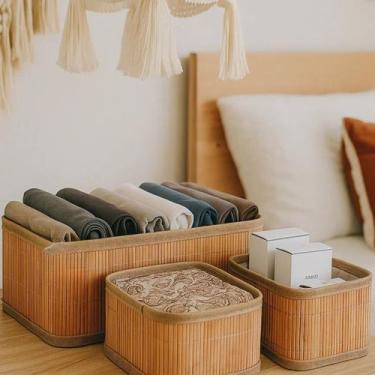 Imagem de Cesto Organizador em Bambu com 3 unid. Decoração Multiuso - TOP RIO