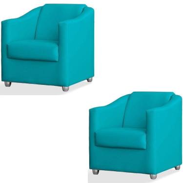 Imagem de Kit 2 Poltronas Luiza Suede Azul Turquesa