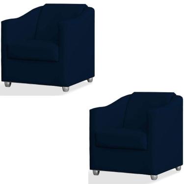 Imagem de Kit 2 Poltronas Luiza Suede Azul Marinho