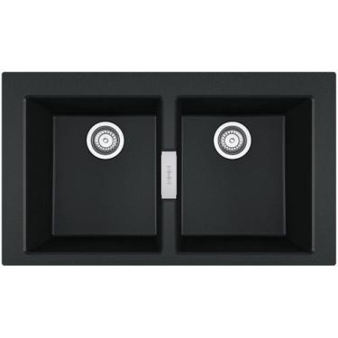 Imagem de Cuba Dupla de Sobrepor 86x51x20cm Sirius 620 Tectonite Carbono Franke