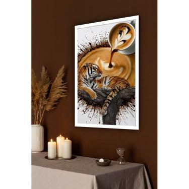 Imagem de Quadro Decorativo Arte Café Tigre  - 70x50cm
