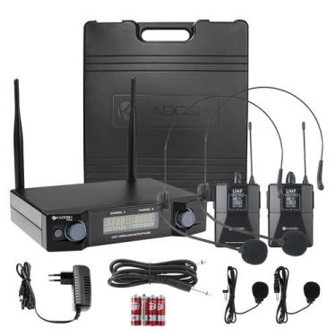Imagem de 2 Microfones Headset E Lapela UHF K402HH Kadosh Com Maleta Para Igreja