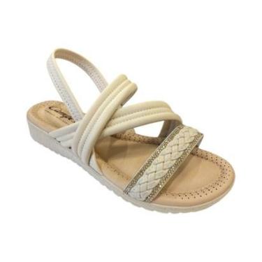 Imagem de Sandália Feminina Campesí Anabela Brilho Bege CE613-0003-Feminino