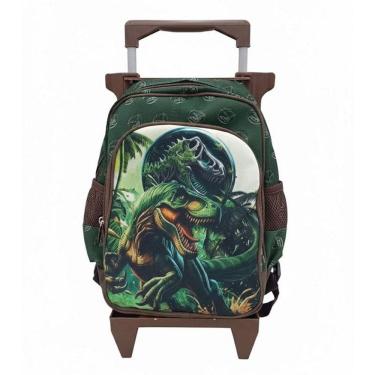 Imagem de Mochila Escolar Infantil com Rodinhas Dinossauro Verde - GV Bolsas