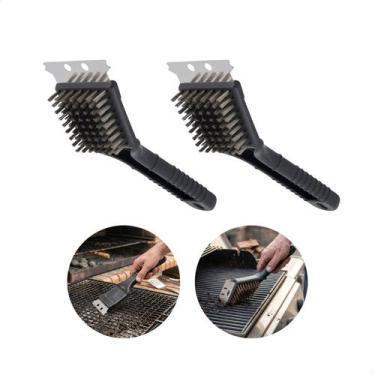 Imagem de Kit Atacado 2 Escova Cerdas de Aço Para Limpar Limpeza Churrasqueira G