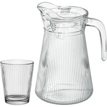 Imagem de Jogo Jarra/copo Tampa Acrilico Vidro 1,6l/250ml Transparente - HOME & 