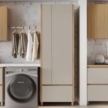 Imagem de Armário Multiuso 2 Portas Lavanderia Nesher Marrom Greige
