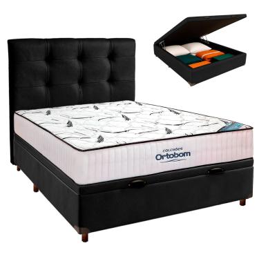 Imagem de Box Bau Blindado + Colchão Casal High Foam Ortobom + Cabeceira