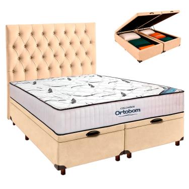 Imagem de Box Bau Blindado + Colchão Queen High Foam Ortobom + Cabeceira