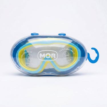 Imagem de Óculos de Natação Infantil Master Proteção UV Antiembaçante Azul e Amarelo Mor