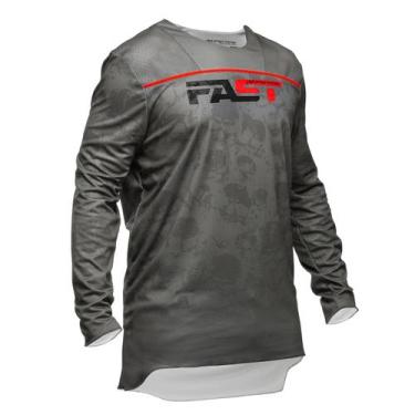 Imagem de Camisa de Motocross Infantil camiseta Pro Tork Fast, Cinza, Vermelho, 