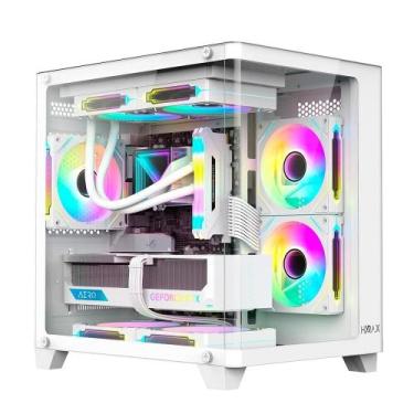 Imagem de Gabinete Gamer Hyrax HGB750, Mini Tower, M-ATX, Frontal Curvo e Latera