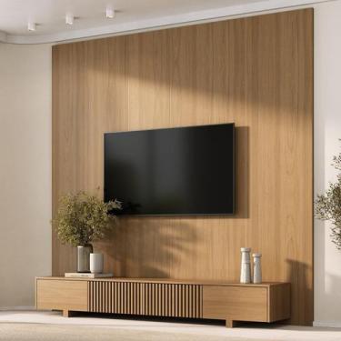 Imagem de Rack com Painel Ripado para TV até 86 Polegadas 240x230cm Aruá CabeCas