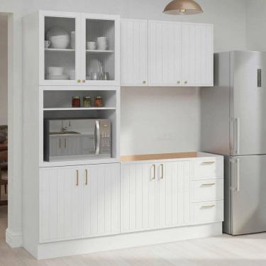 Imagem de Cozinha Modulada 4 Peças sem Tampo com Cristaleira Marselha CabeCasa MadeiraOriginals B...