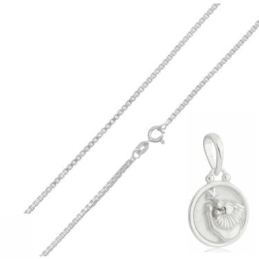 Imagem de Corrente Veneziana 60 Cm Pingente Signo Leão Prata 925 Kl