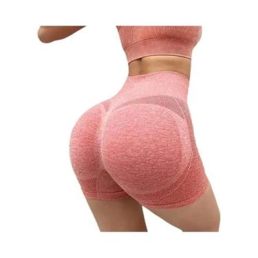 Imagem de Shorts De Cintura Alta Com Efeito Push-up Para Ioga, Fitness, Ciclismo