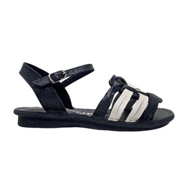 Imagem de Sandália Feminina Scarpe Shoes Rasteira Casual, Preto, Branco, 35