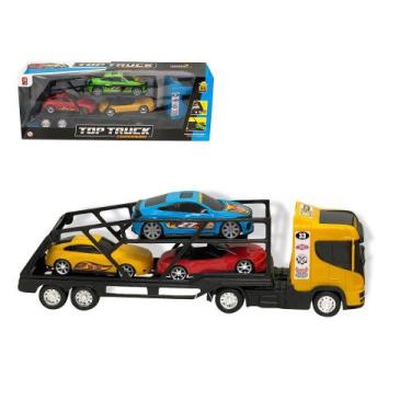 Imagem de Caminhão Cegonheira Grande com 3 Carrinhos - Amarelo - BS Toys