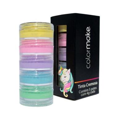 Imagem de Kit Tinta para Rosto Cremosa Unicórnio com 5 Cores - Colormake