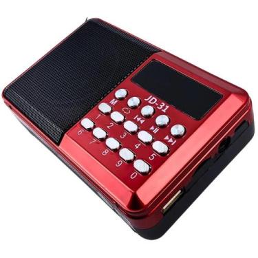 Imagem de Rádio Altomex Portátil de Bolso JD31 FM Digital USB SD Card, Vermelho
