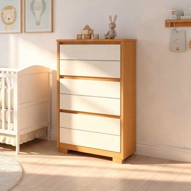 Imagem de Cômoda Para Quarto Pequena 6 Gavetas 79cm Unitá A04 Cinamomo Off White - Lyam Decor