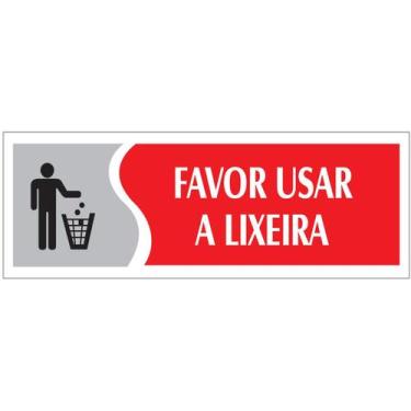 Imagem de Placa - favor usar a lixeira - vermelha / em ps 20 x 7cm emplac br