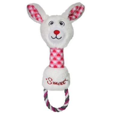 Imagem de Brinquedo Pelúcia para cães Coelho com Mordedor de Corda 35cm Savana P
