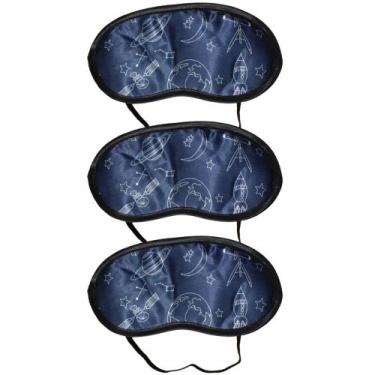 Imagem de 3 Máscara De Dormir Azul Tapa Olhos Anti Claridade Poliéster - Rio Tij