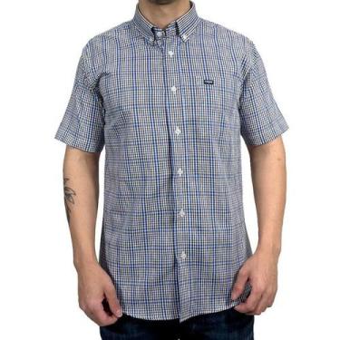 Imagem de Camisa Xadrez Manga Curta Algodao Com Bolso Dawson, Azul, GG