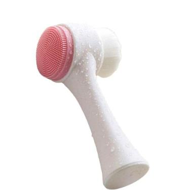 Imagem de Bastão de Limpeza Facial 2 em 1 Pincel e Esfoliador Branco com Rosa - 