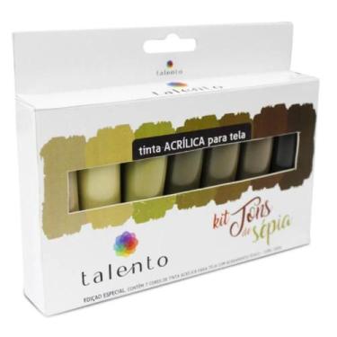 Imagem de Kit de Tinta Acrílica Talento Tons de Sépia 7 Cores de 20 ml - Daiara/