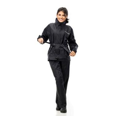 Imagem de Capa De Chuva Pantaneiro Feminino Nylon Com Gola, Preto, EX