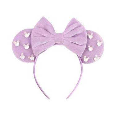 Imagem de Tiara De Veludo Com Orelhas De Rato Para Meninas, Faixa De Cabelo Maci