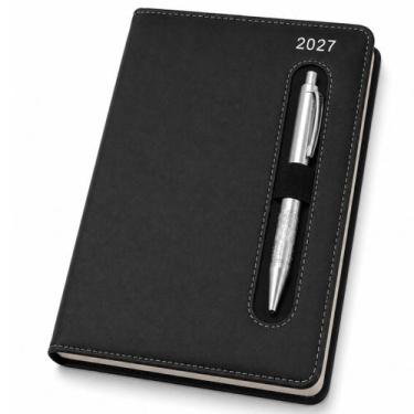 Imagem de Agenda Executiva 2027 Planner Diário Anual Capa Dura Couro Com Suporte