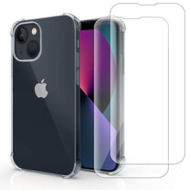 Imagem de Cavie Brands Capa transparente para iPhone 13 com 2 protetores de tela, proteção máxima de absorção de choque, capa transparente para iPhone 13, compatível com Apple iPhone 13