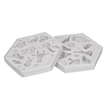 Imagem de Molde para chocolate, molde de fondant de forma única, resina de silicone de grau alimentício, 2 peças/conjunto de design novo, reutilizável para geladeiras para máquinas de lavar (cinza)