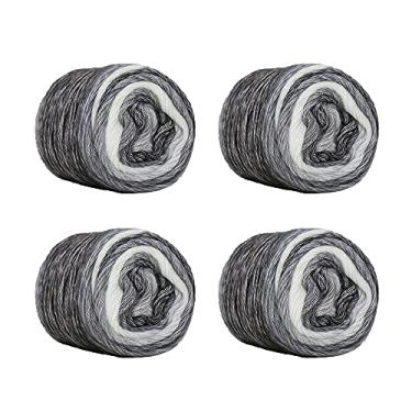 Imagem de SHIKE Fairyland Fio de bolo colorido gradiente, multicolorido, autolistrado, para tricô ou crochê, 4 x 100 g, 60% algodão, 30% acrílico, 10% lã, para cachecóis, xales, chapéus, cobertores (66, 1