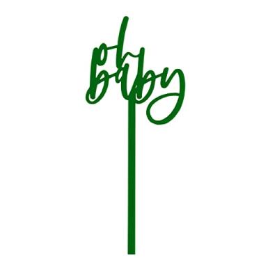 Imagem de The Cotton & Canvas Co. Oh Baby Drink Stirrer, Party Cocktail Sticks, Swizzle Stick, Baby Sprinkle, Gender Reveal, Baby Shower, It's a Girl, It's a Boy, Set of 12 - Green Dark Green