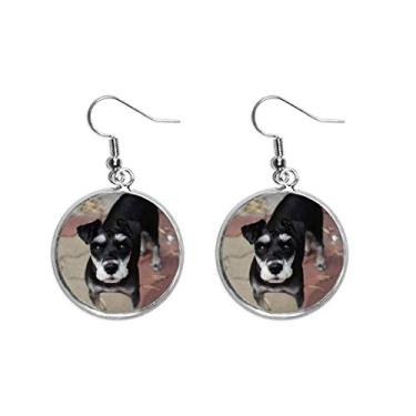 Imagem de Brinco de prata com pingente de orelha de animal de estimação preto para mulheres