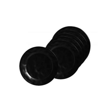 Imagem de Prato de Sobremesa Preto Fosco Amassado Ceramica 6un