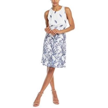 Imagem de Adrianna Papell Vestido feminino bordado em linha A, Azul multi, 48