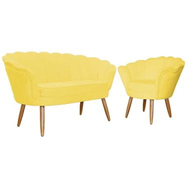 Imagem de Kit Namoradeira e Poltrona Pétala Suede - Diversas Cores - Ds Estofados