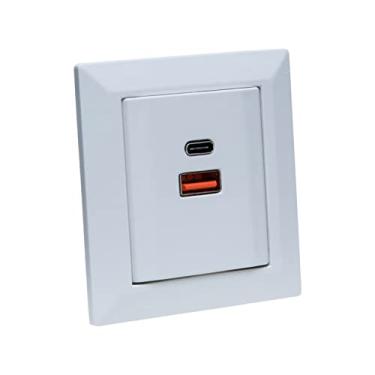 Imagem de Espelho de Tomada Duplo Chanfrado com 2 Usb 9.0A Branco