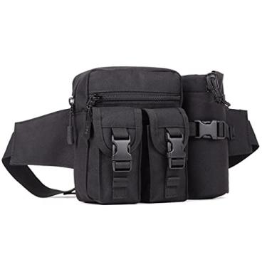 Imagem de Pochete portátil de nylon para homens e mulheres, viagens ao ar livre, esportes táticos, acampamento, caminhadas, caça, pesca, cinto, mochila para o dia, # 03 preto, One Size, Esportivo, casual