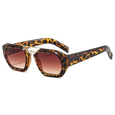Imagem de Óculos de Sol Quadrado Feminino Vintage Grande Armação Tons Masculino Gafas De Sol Óculos de Sol UV400 Óculos Retângulo Óculos,leopardo,A