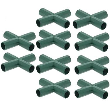 Imagem de SagaSave Conector de moldura de estufa de plástico, 10 peças, suporte estável resistente de 16 mm para estrutura de jardim, gaiolas de frutas, molduras de rede, cercas (conector de cruz de 4 vias)