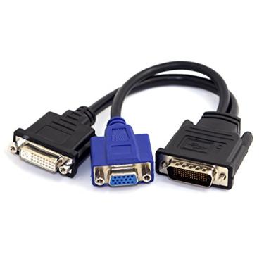 Imagem de Cablecc DMS-59 macho para DVI 24+5 fêmea e VGA RG 15 pinos fêmea extensão divisor 15 cm
