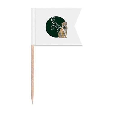 Imagem de Feline Tigers – Bandeiras de palito de dente com estampa feroz para festas, bolos, comida, placa de queijos