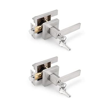 Imagem de Alavancas de porta em níquel acetinado, privacidade/passagem/entrada/boneco, Keyed Alike, 2Pack