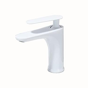 Imagem de LIDON Torneira de banheiro de alça única torneira da pia do banheiro torneiras de latão de furo único torneira de banheiro preta furo único torneira de banheiro, preto B (cor: branco B)